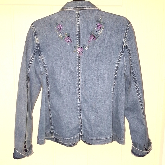 L VINTAGE PENDELTON Denim Rhinestone Jean Jacket - Picture 2 of 14